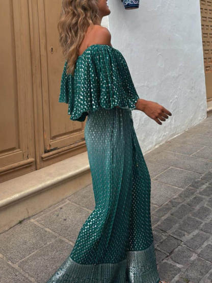 Modern Feel Unique Contrast Print Elastic Neckline Honeycomb Oversized One-Shoulder Top