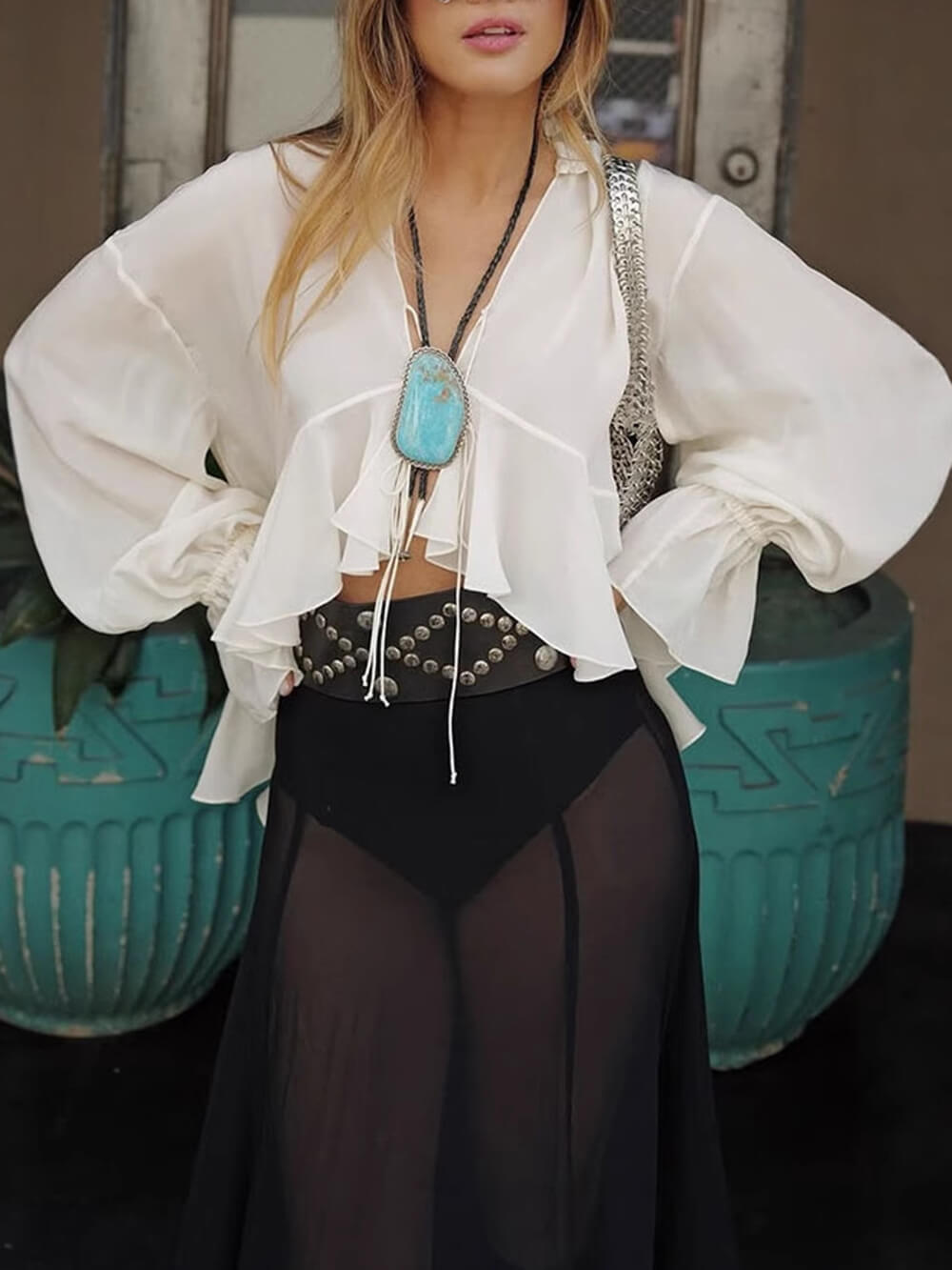 Summer Light Tie Cape Shirt