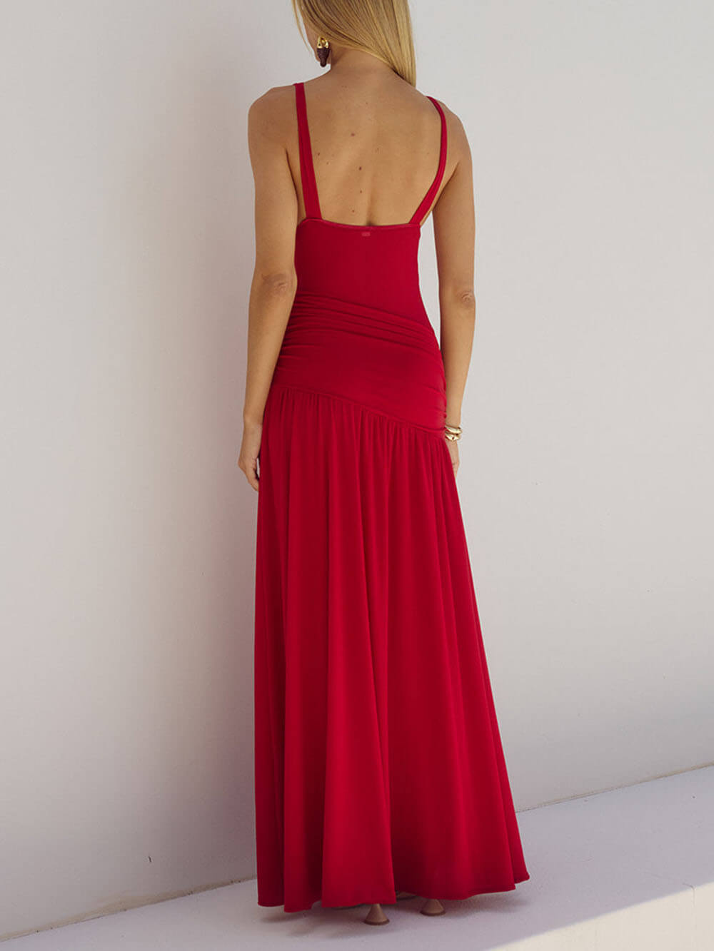 Luxury Mesh Semi-sheer Side Slit Cutout Maxi Dress