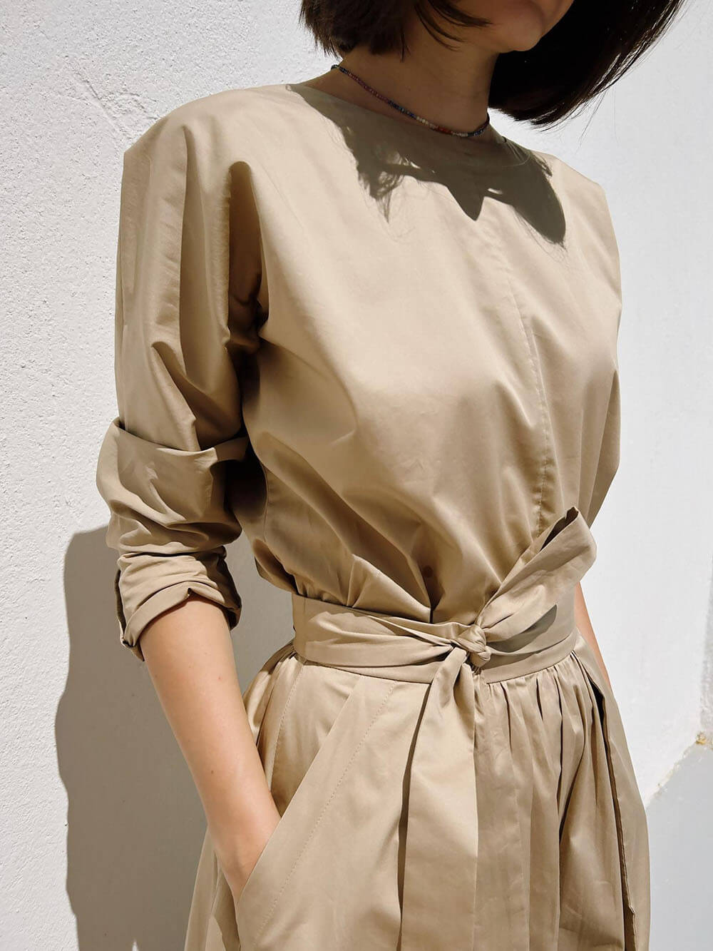 Casual Unique One-Piece Long-Sleeved Oversized With Back Tie Shirt