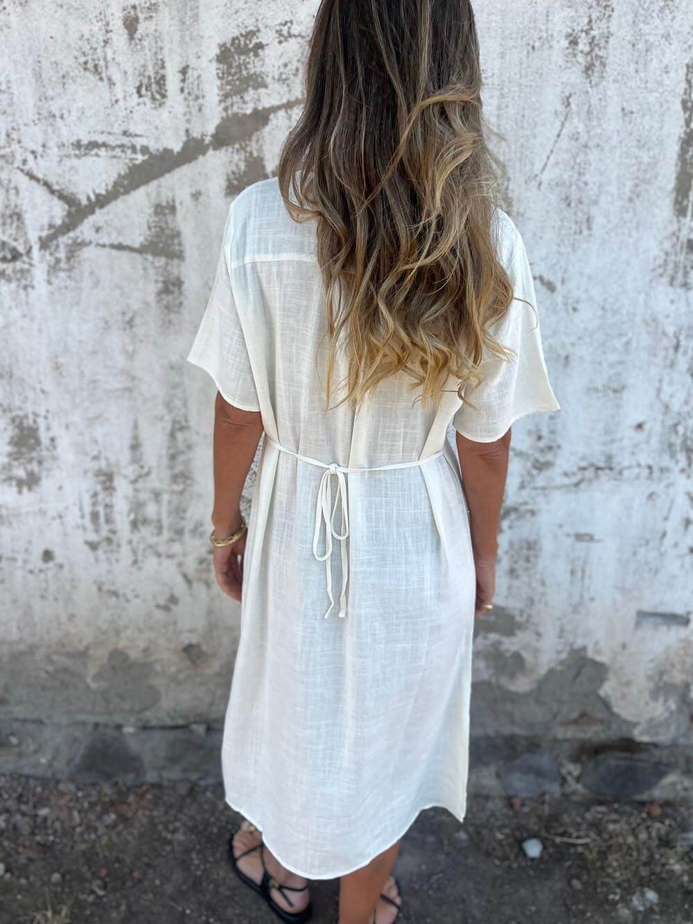 Bohemian Print Linen Loose Midi Dress