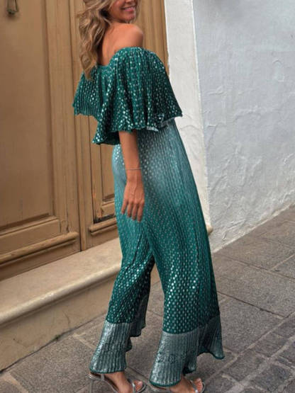Modern Feel Unique Contrast Print Elastic Neckline Honeycomb Oversized One-Shoulder Top