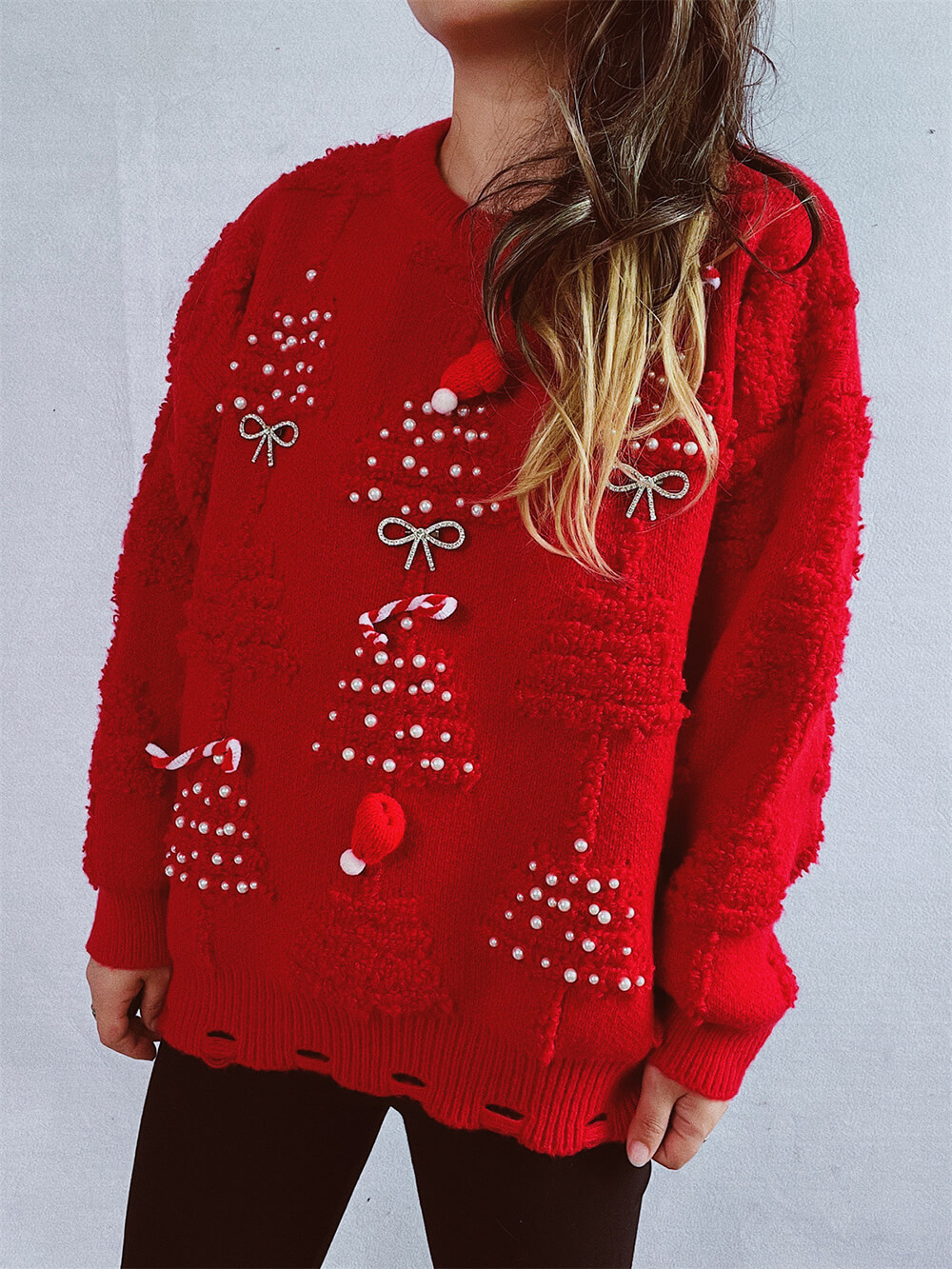 Christmas Tree Decoration Flocked Sweater