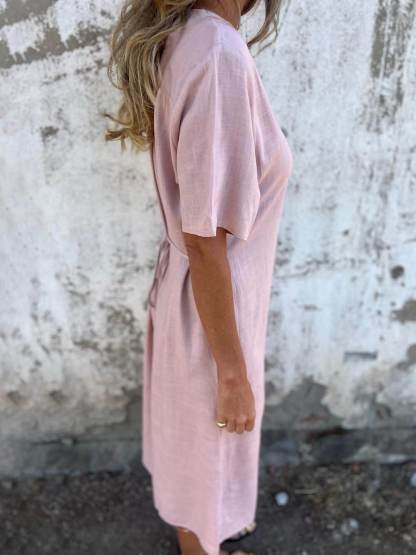 Bohemian Print Linen Loose Midi Dress