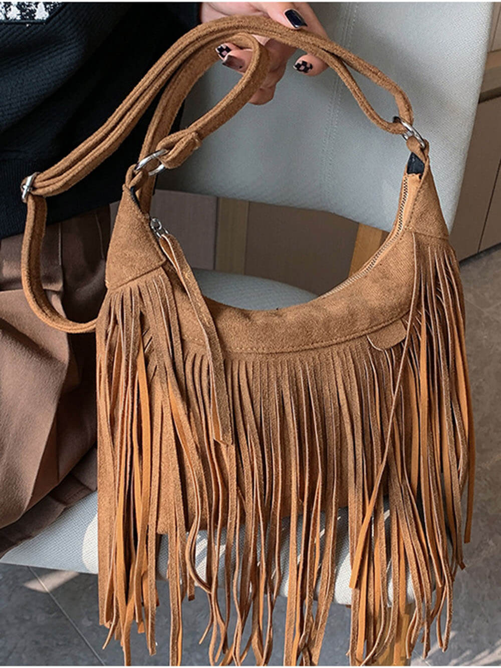 Bohemian Tassel Faux Deerskin Vintage Saddle Bag