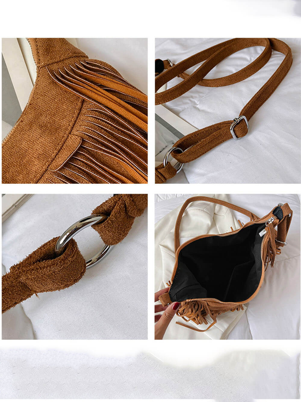 Bohemian Tassel Faux Deerskin Vintage Saddle Bag