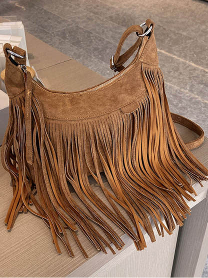 Bohemian Tassel Faux Deerskin Vintage Saddle Bag
