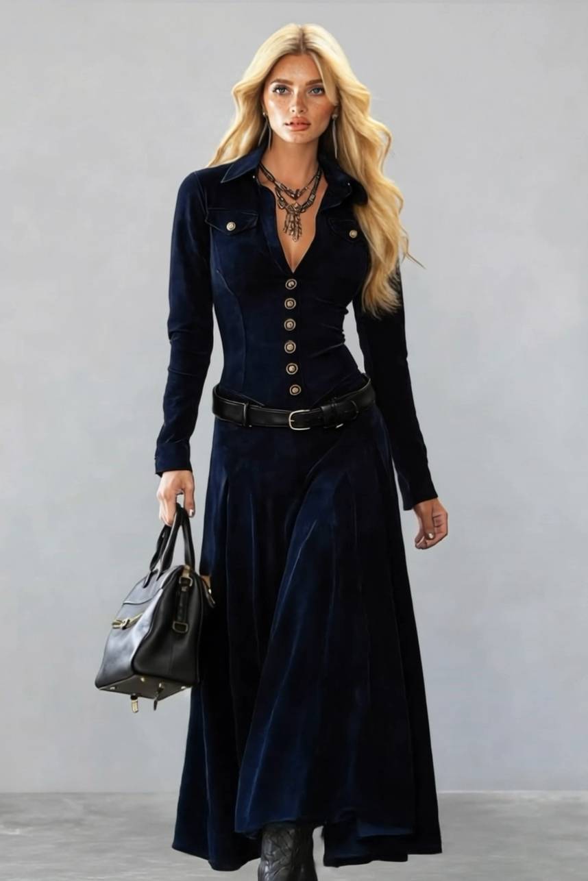 Vintage Velvet Maxi Dress