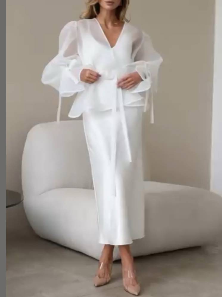 Tulle Shirt Sling Dress And Belt Set