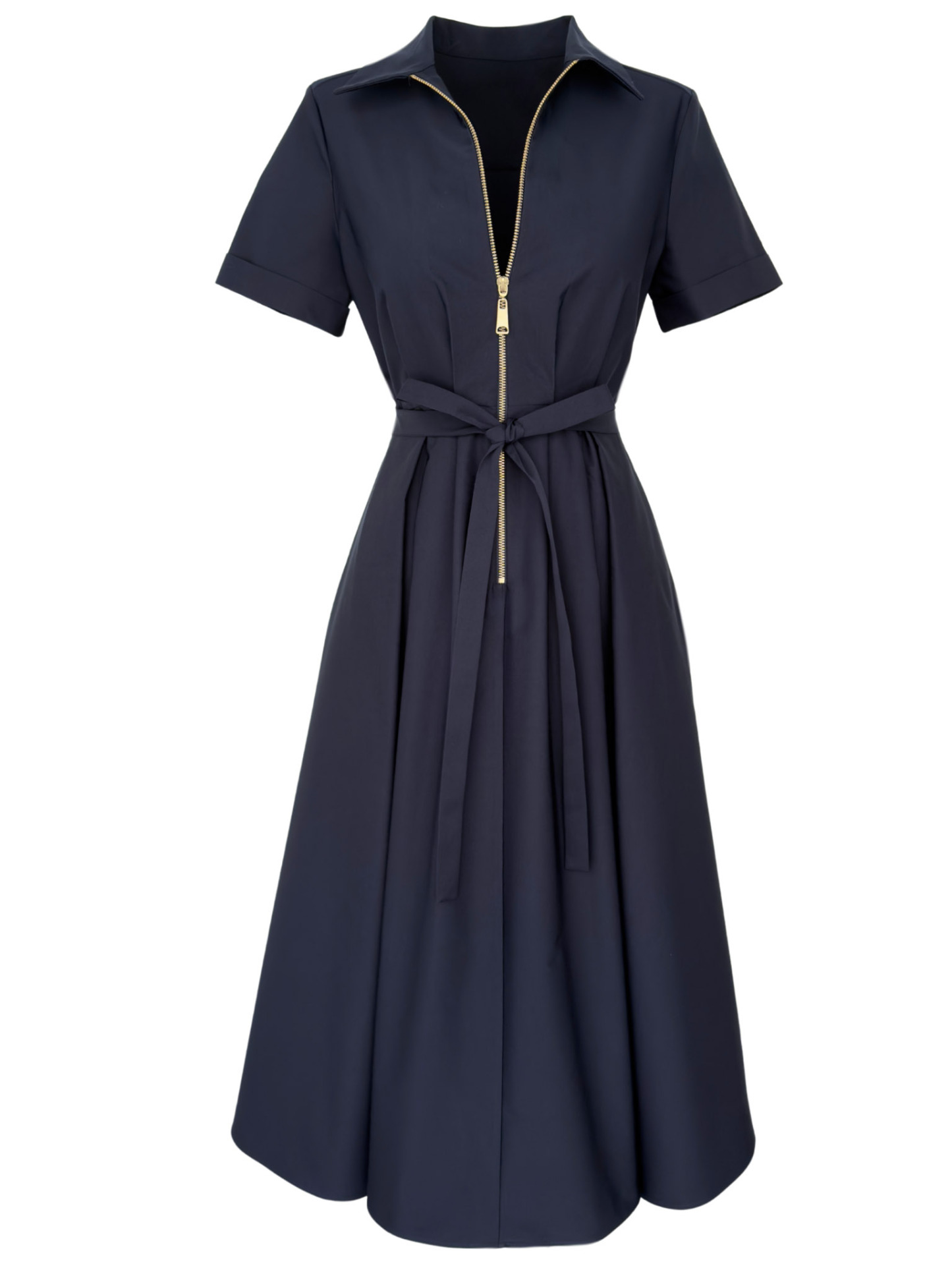Elegant Tie-Waist Short Sleeve Midi Dress