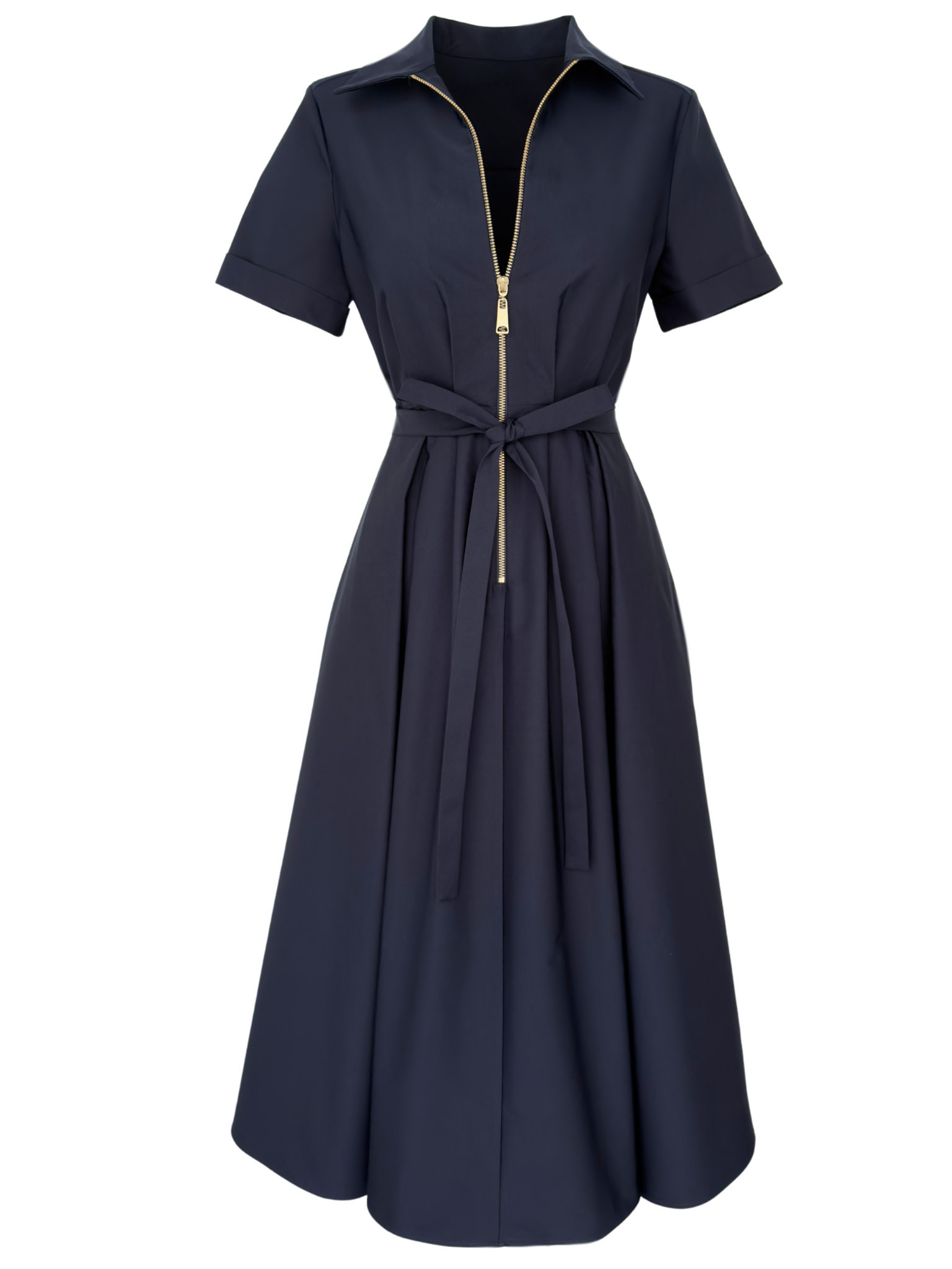 Elegant Tie-Waist Short Sleeve Midi Dress