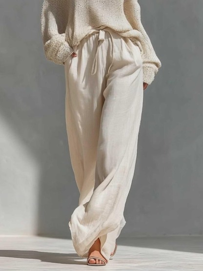 Casual Open-shoulder Knitted Top Wide-leg Pants Two-piece Set