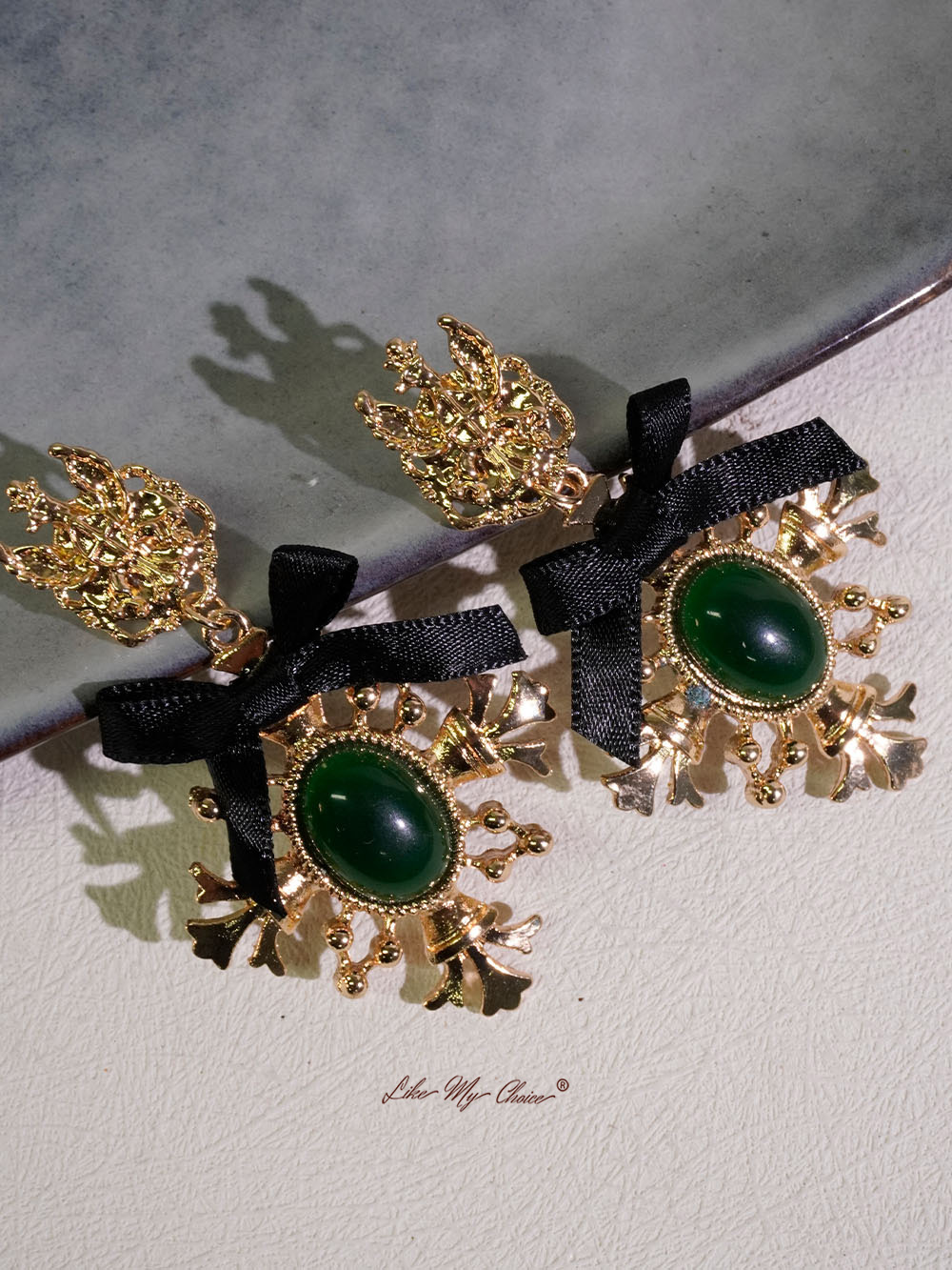 Vintage Baroque Bow Cross Earrings