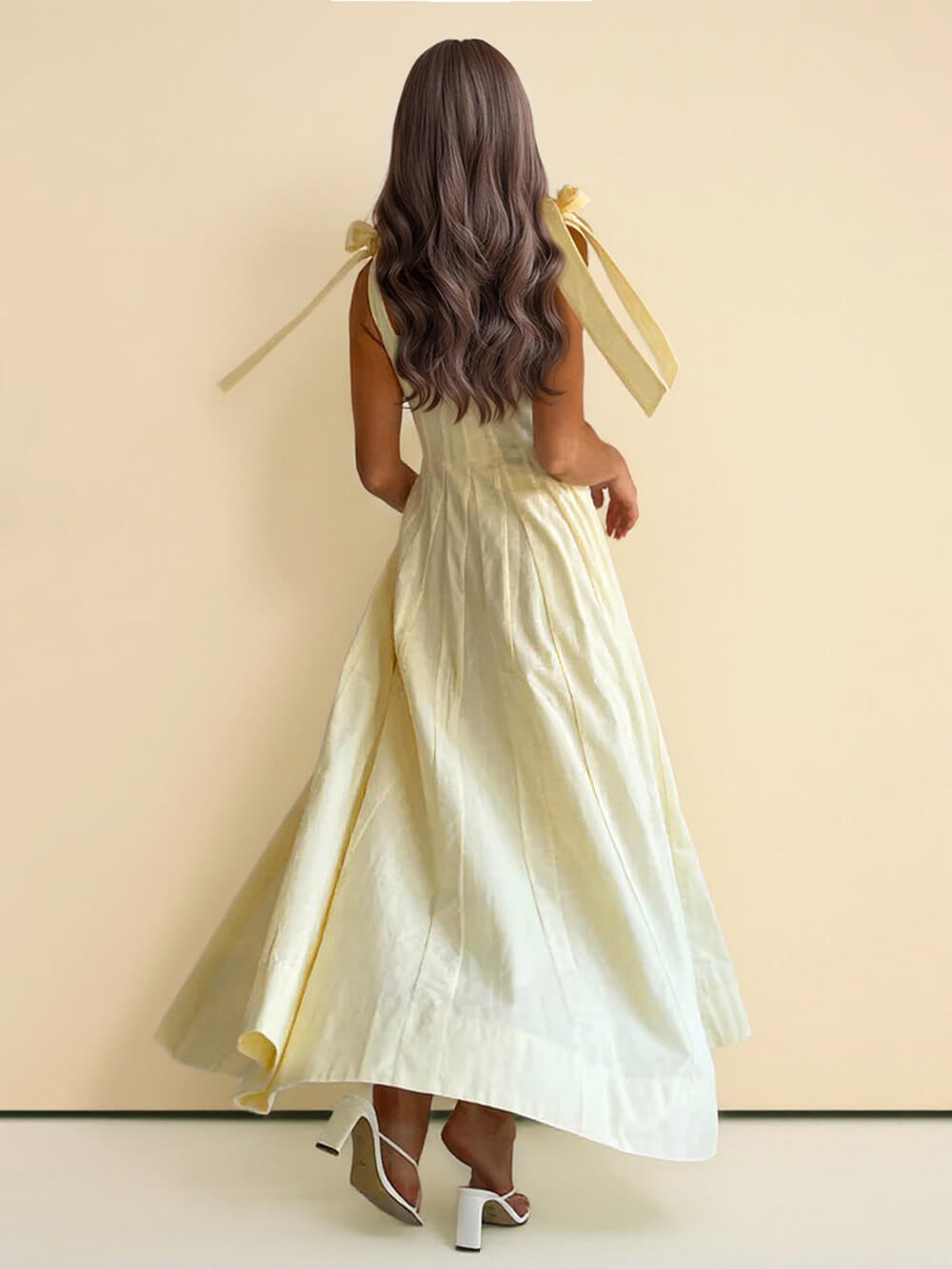 Classic Casual Patchwork Tie-Waist A-line Maxi Dress