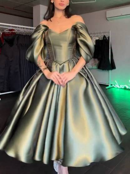 Tube Top High-waisted A- Line Midi Dress