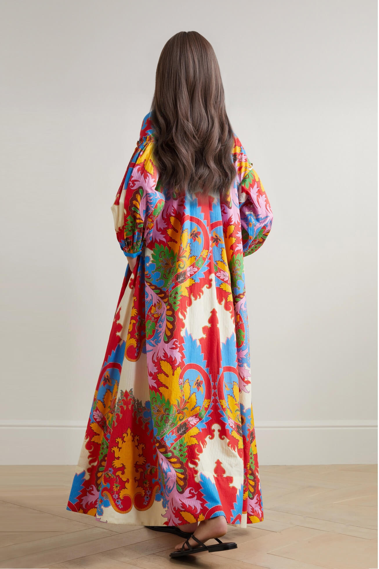 Boho Ethnic Print Loose Pocket Maxi Dress