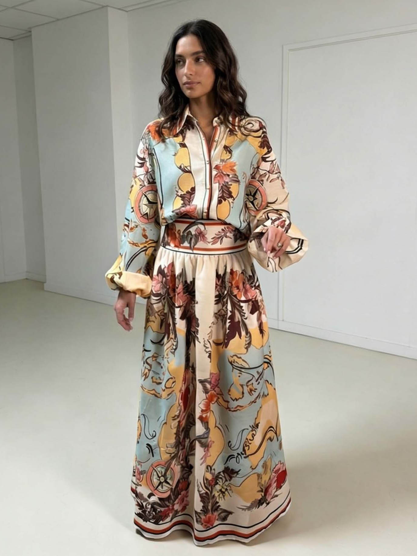 Retro Map Print Two-piece Set