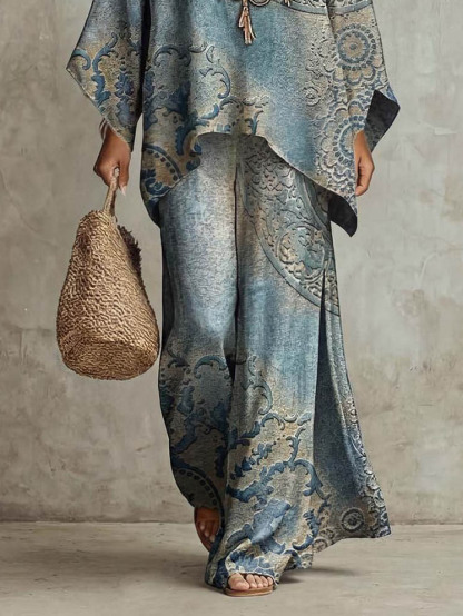 Retro Bohemian Totem Print Two-Piece Set