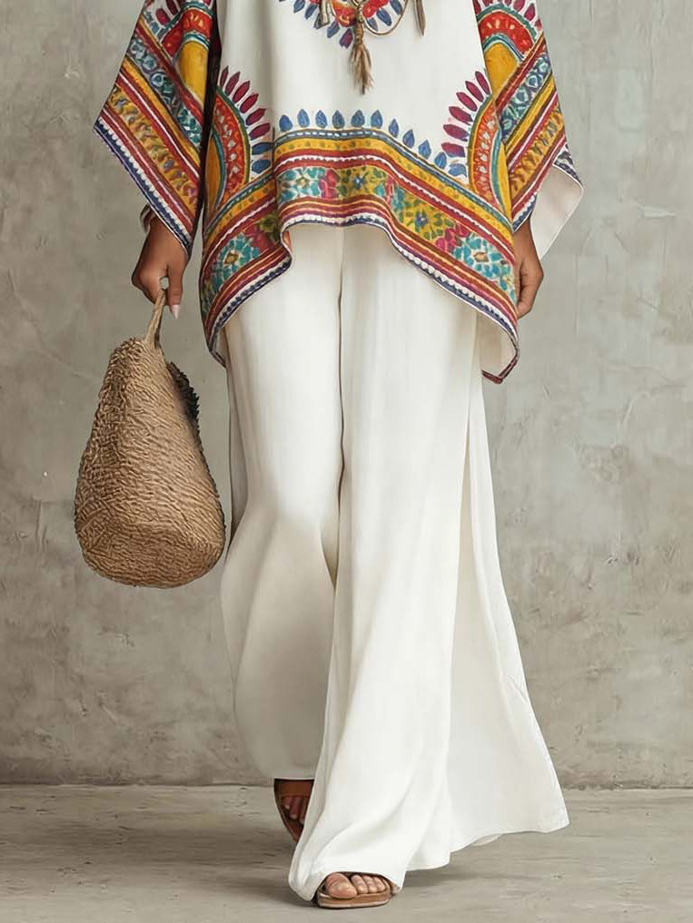 Retro Bohemian Tribal Print Vacation Two-Piece Set
