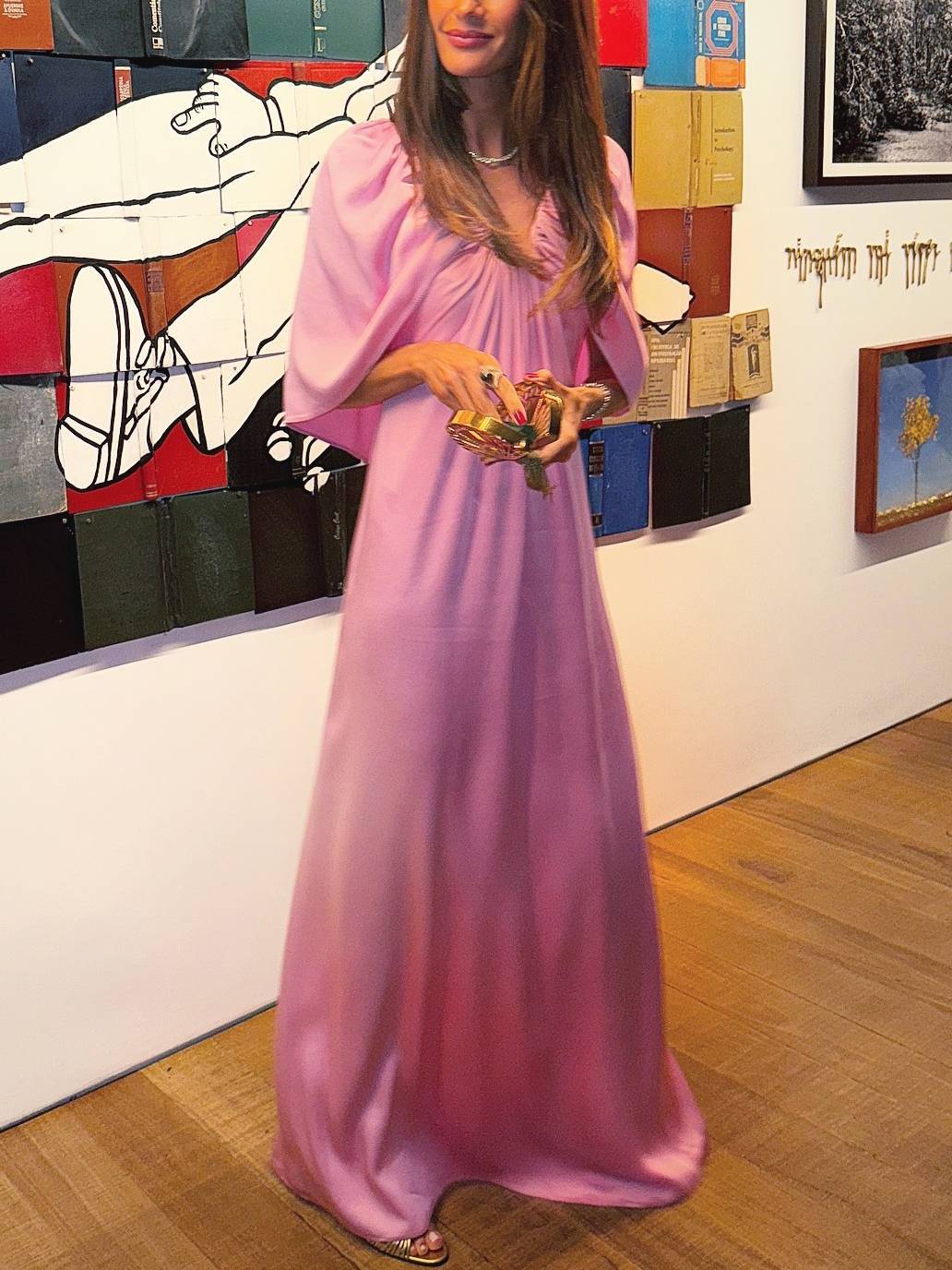 Distinctive U Neck Cape Design Maxi Dress