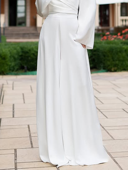 Elegant Satin Suit Wide-leg Pants