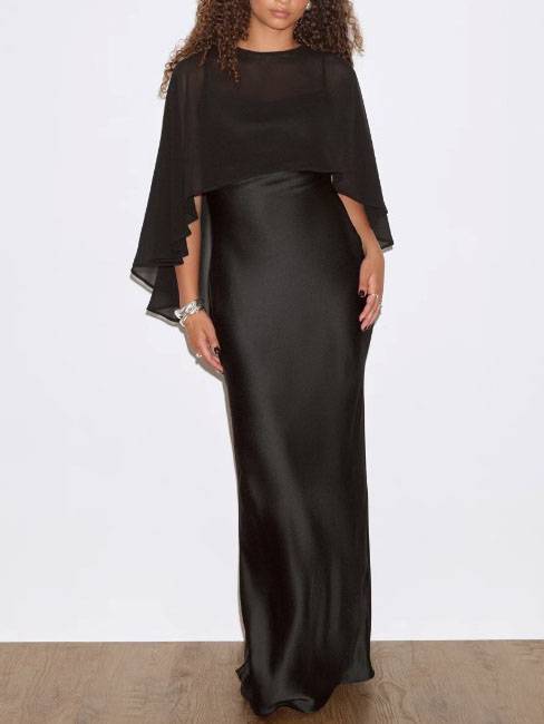 Cape Design Sling Maxi Dress