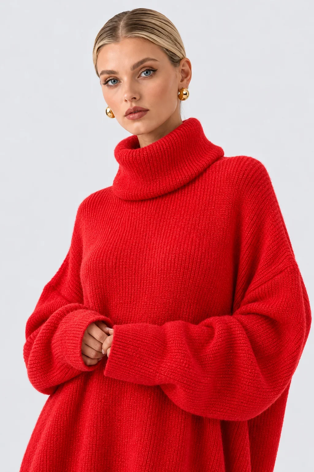 Oversized Turtleneck Long Sleeve Knit Sweater Tunic Dress [erp-image:8d04deb924a6e9af447b0c52]