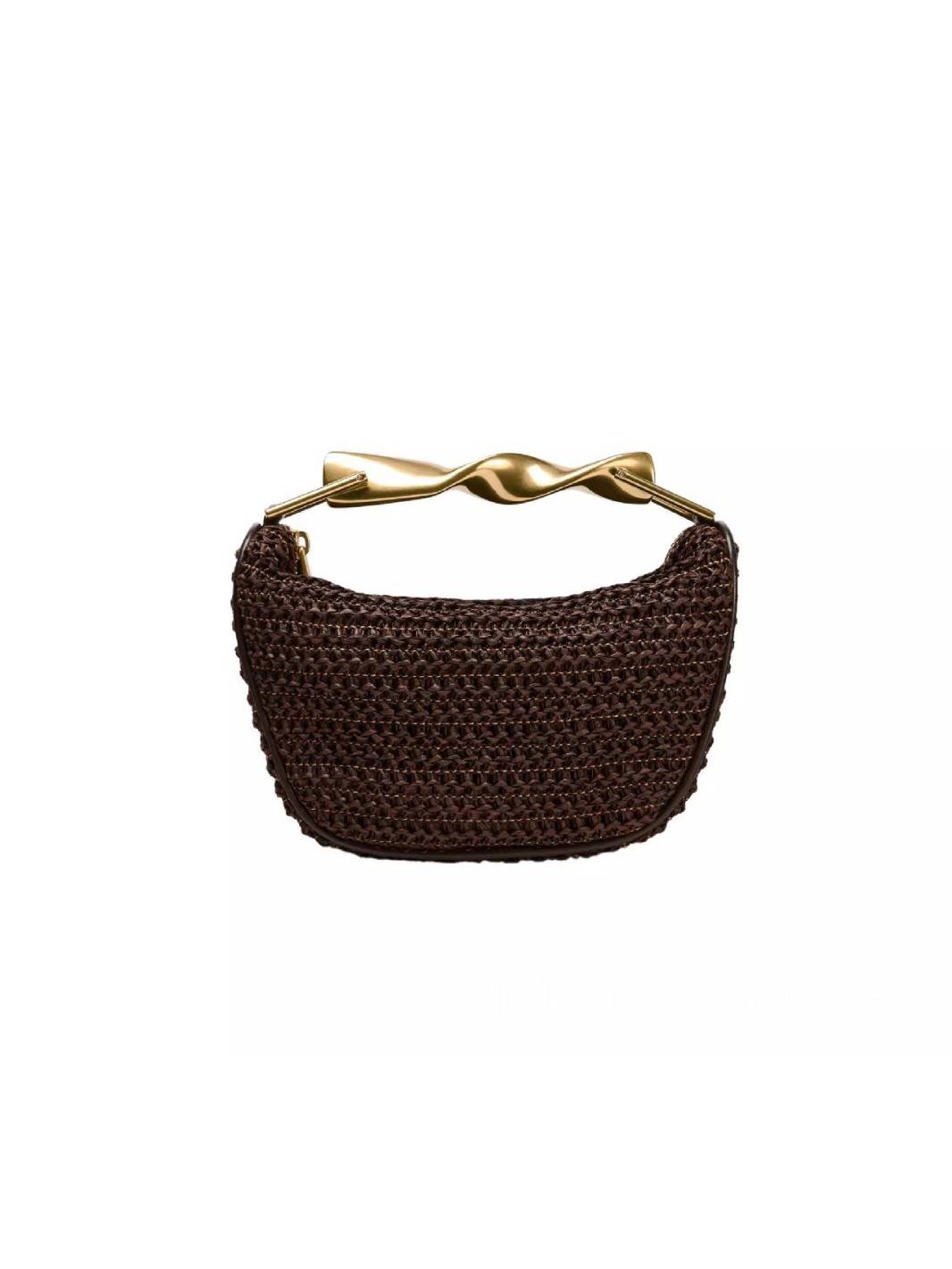 Metal Handle Straw Bag