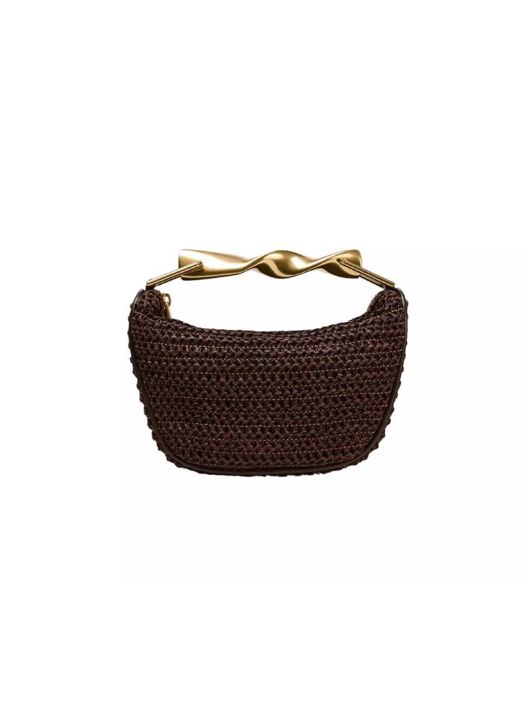Metal Handle Straw Bag