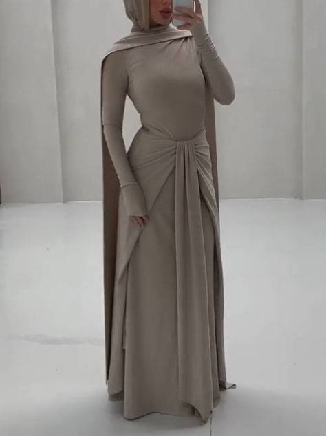 Lace-Up Design Long Sleeve Maxi Dress