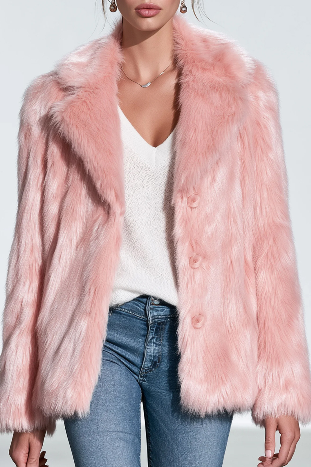 Simple And Stylish Faux Fur Coat