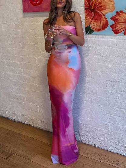 Unique Printed Tube Top Dress