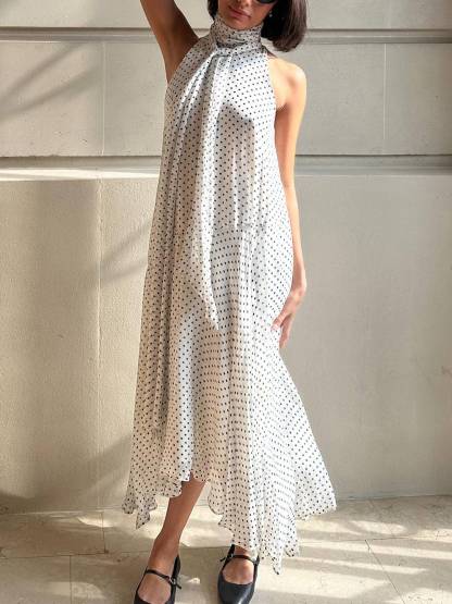 Irregular Hem Polka Dot Dress