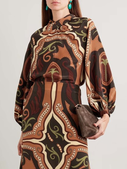 Retro Tung Palm Tree Print Long-sleeved Shirt