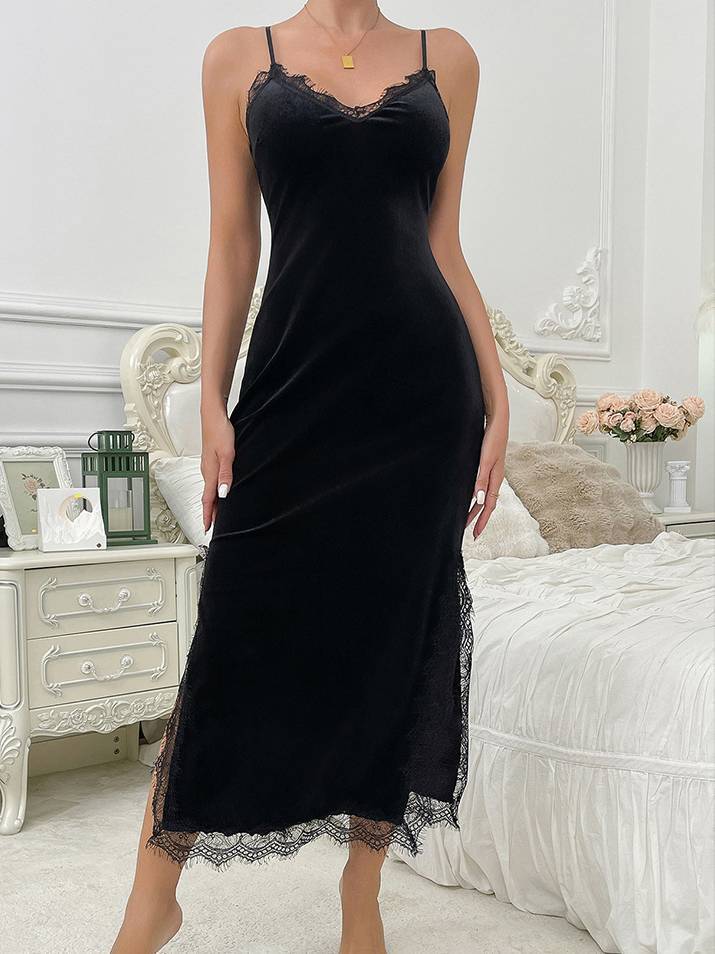 Velvet Lace Sling Nightdress