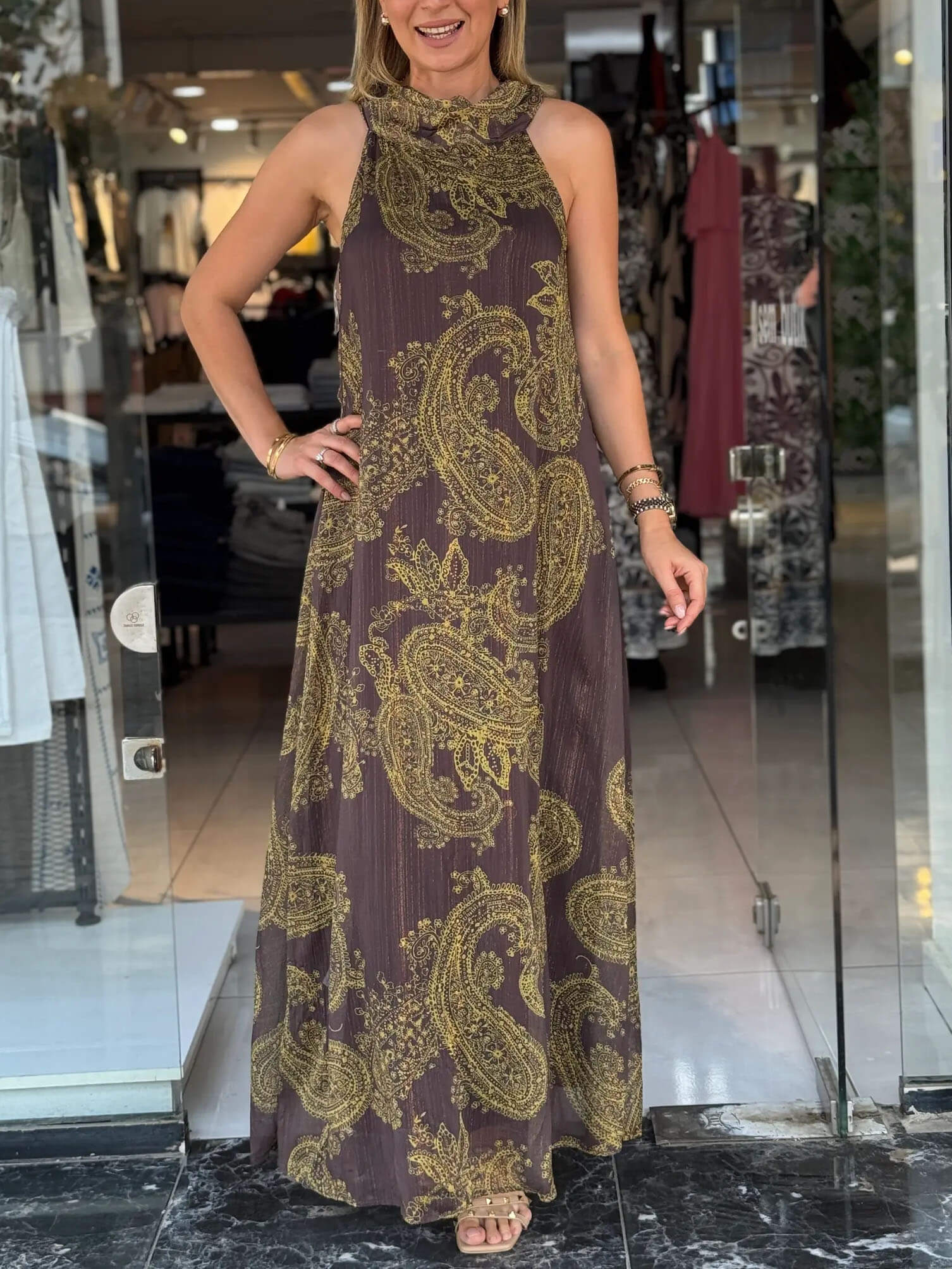 Glittery Vintage Paisley Pattern Dress