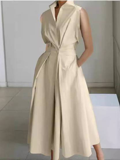 Vertical Collar V-neck A- Shaped Dress