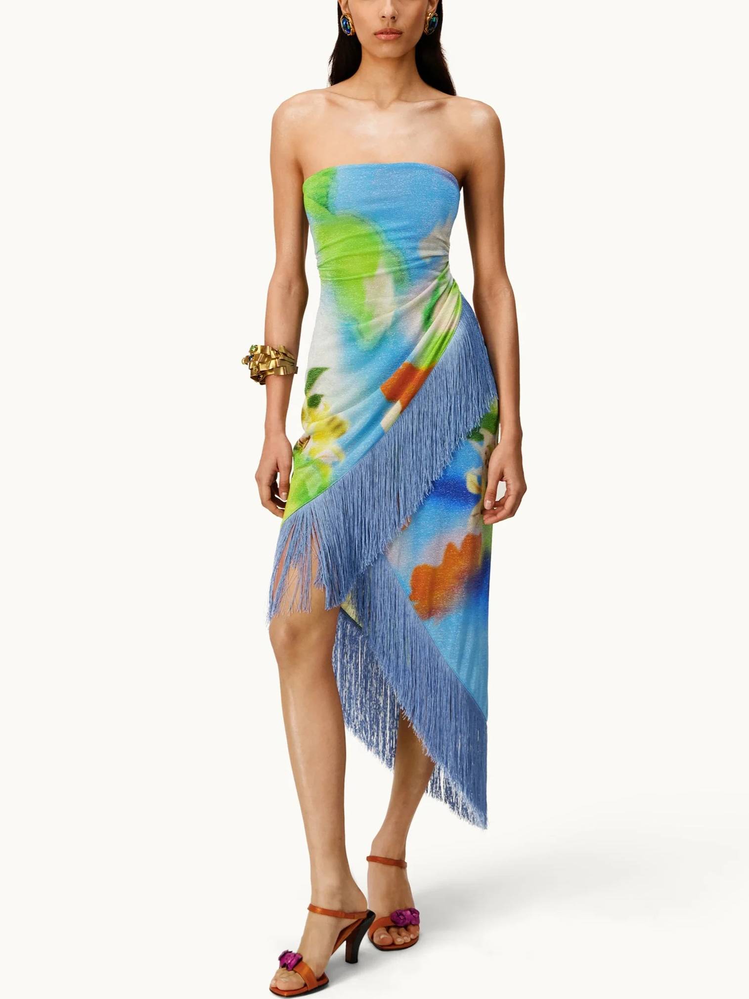 Tassel Hem Printed Dress