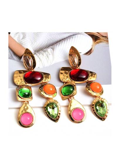 Water Drop Colored Rhinestone Earrings