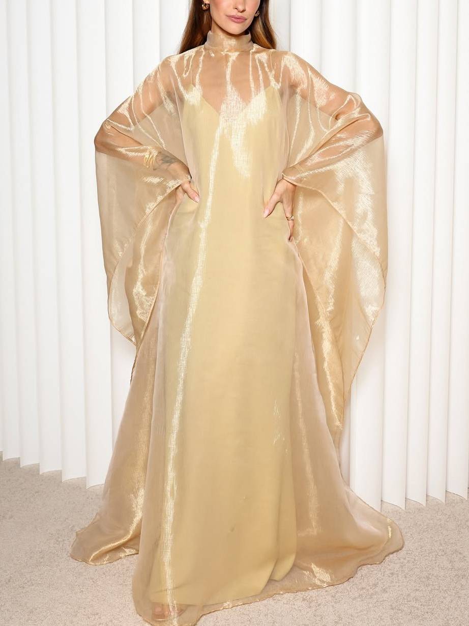 Elegant Sling Dress And Tulle Cover-up Set