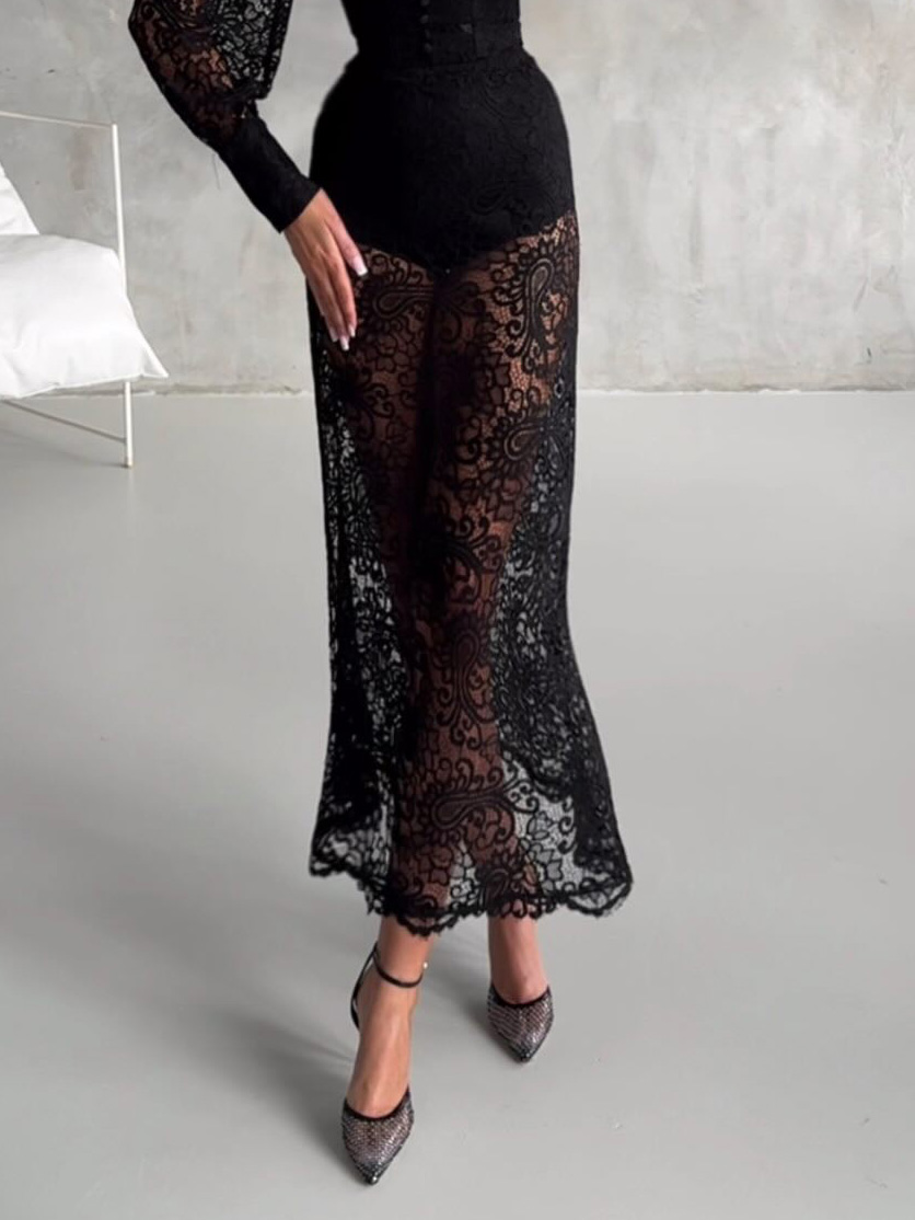 Elegant lace skirt two-piece set
