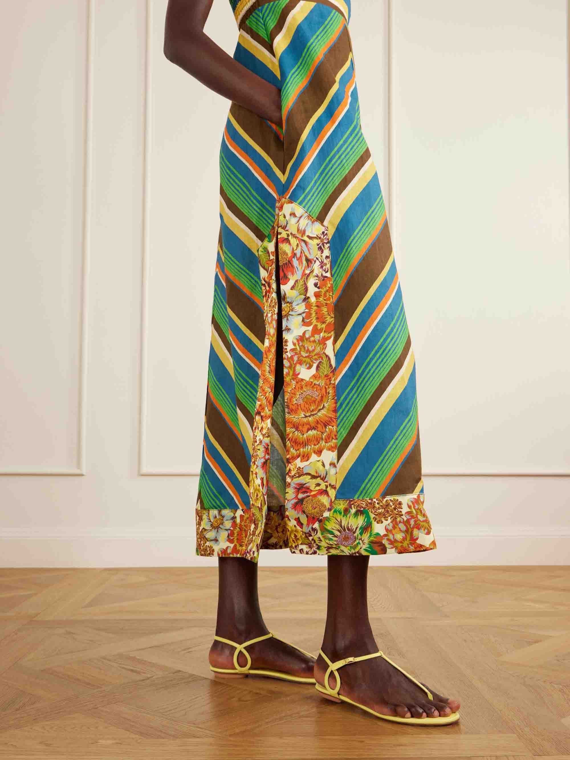 Multicolor Striped Spaghetti Strap Maxi Dress