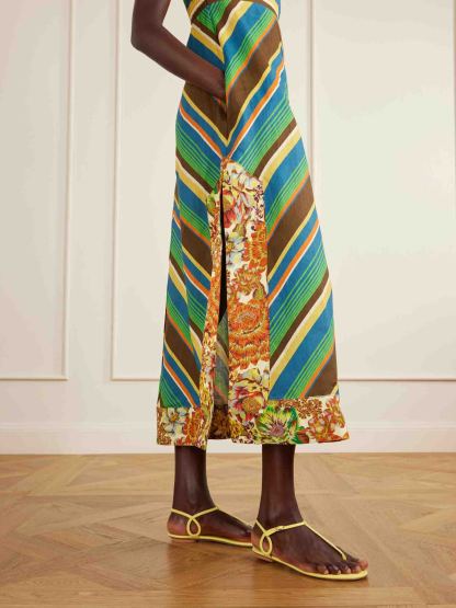 Multicolor Striped Spaghetti Strap Maxi Dress