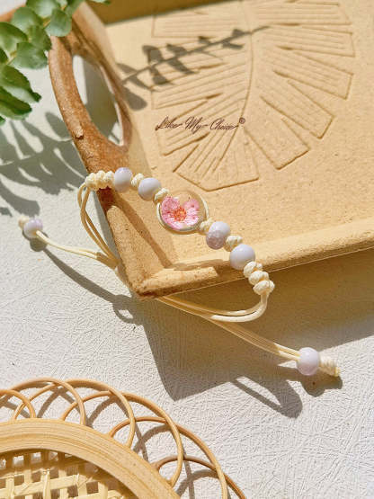 Cherry Blossom Time Stone Ceramic Braided Bracelet