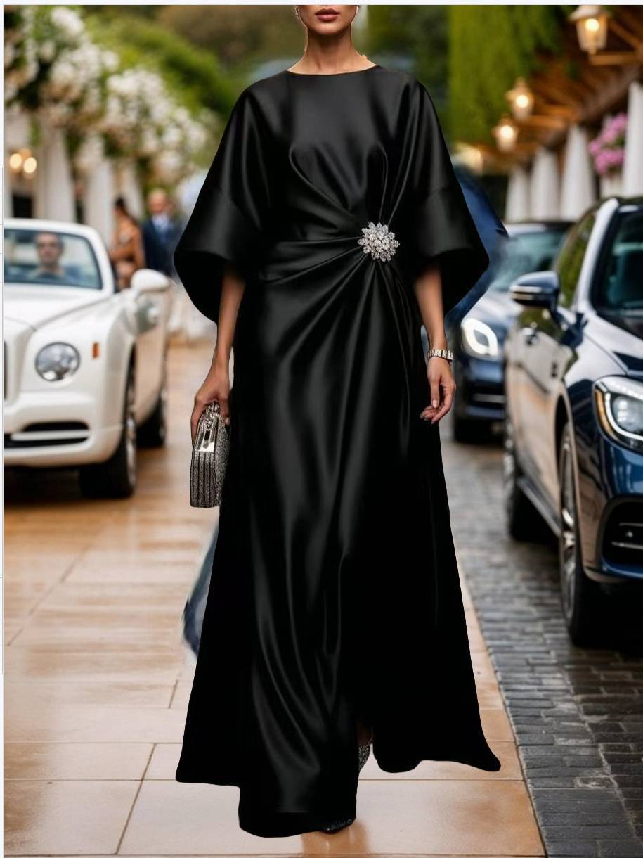 Elegant Pleated Design Maxi Dress