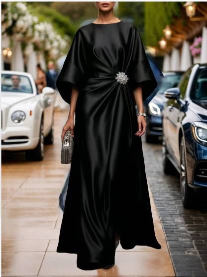 Elegant Pleated Design Maxi Dress