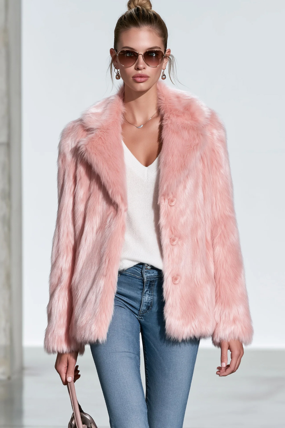 Simple And Stylish Faux Fur Coat