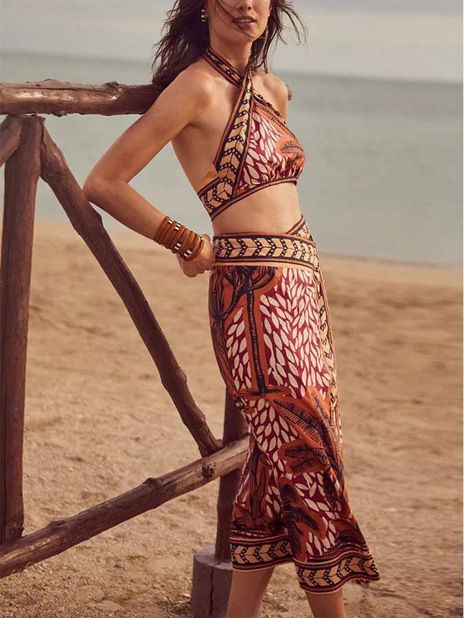 Printed Beach Sunscreen Bikini Skirt