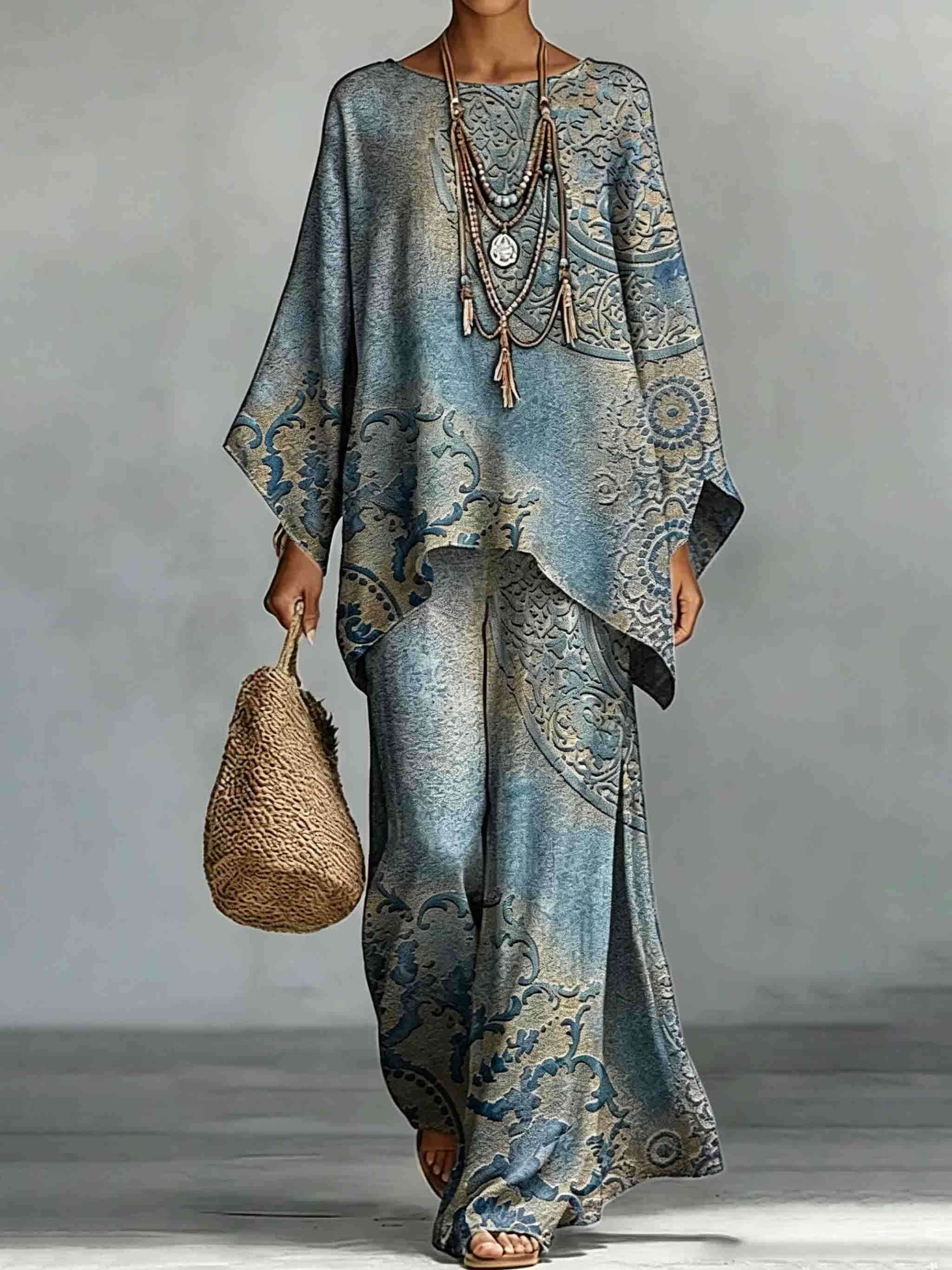 Retro Bohemian Totem Print Two-Piece Set