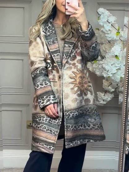 Exquisite Ethnic Print Pocket Loose Coat